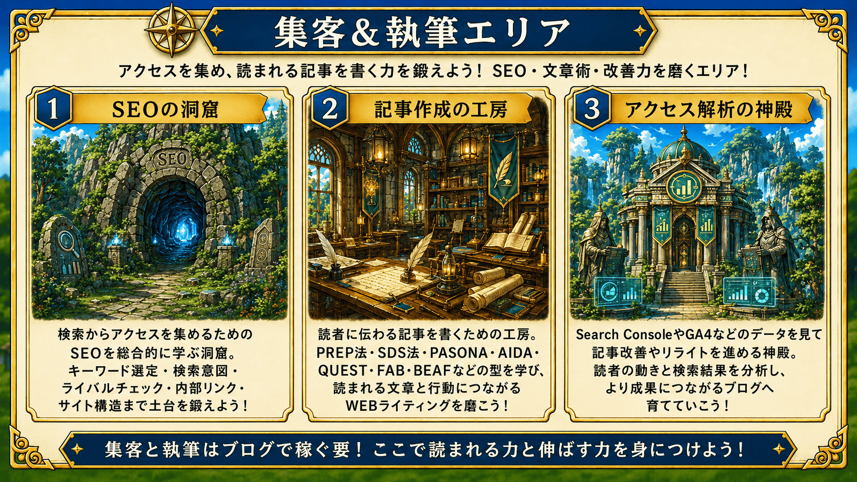 集客&執筆エリアの説明図