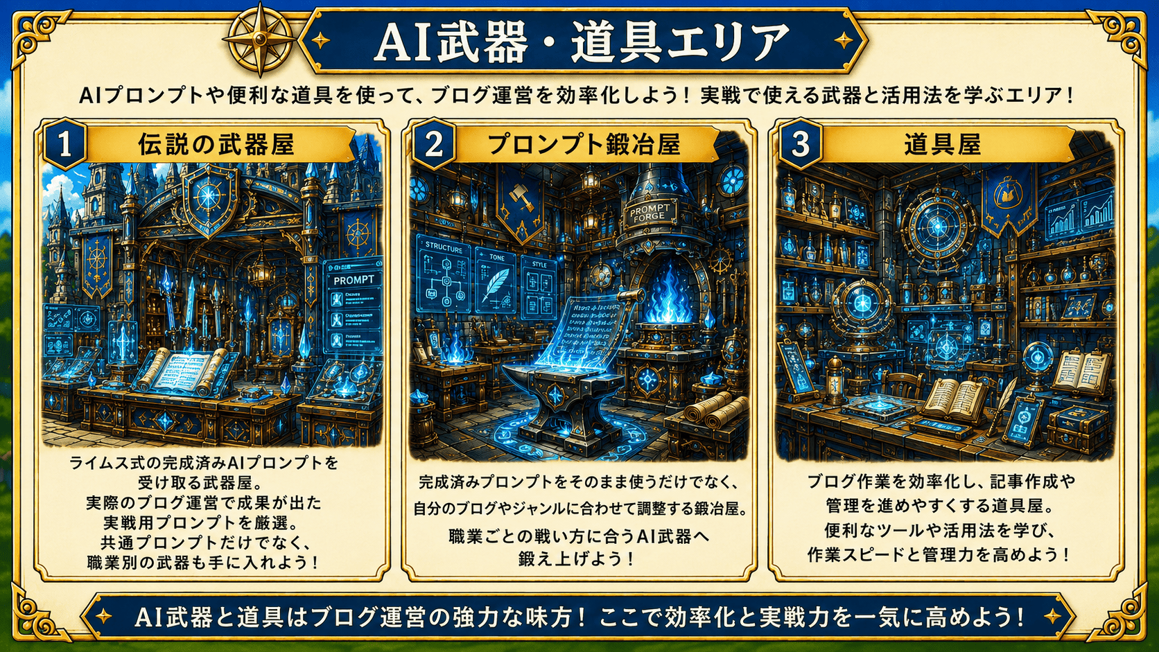AI武器・道具エリアの説明図