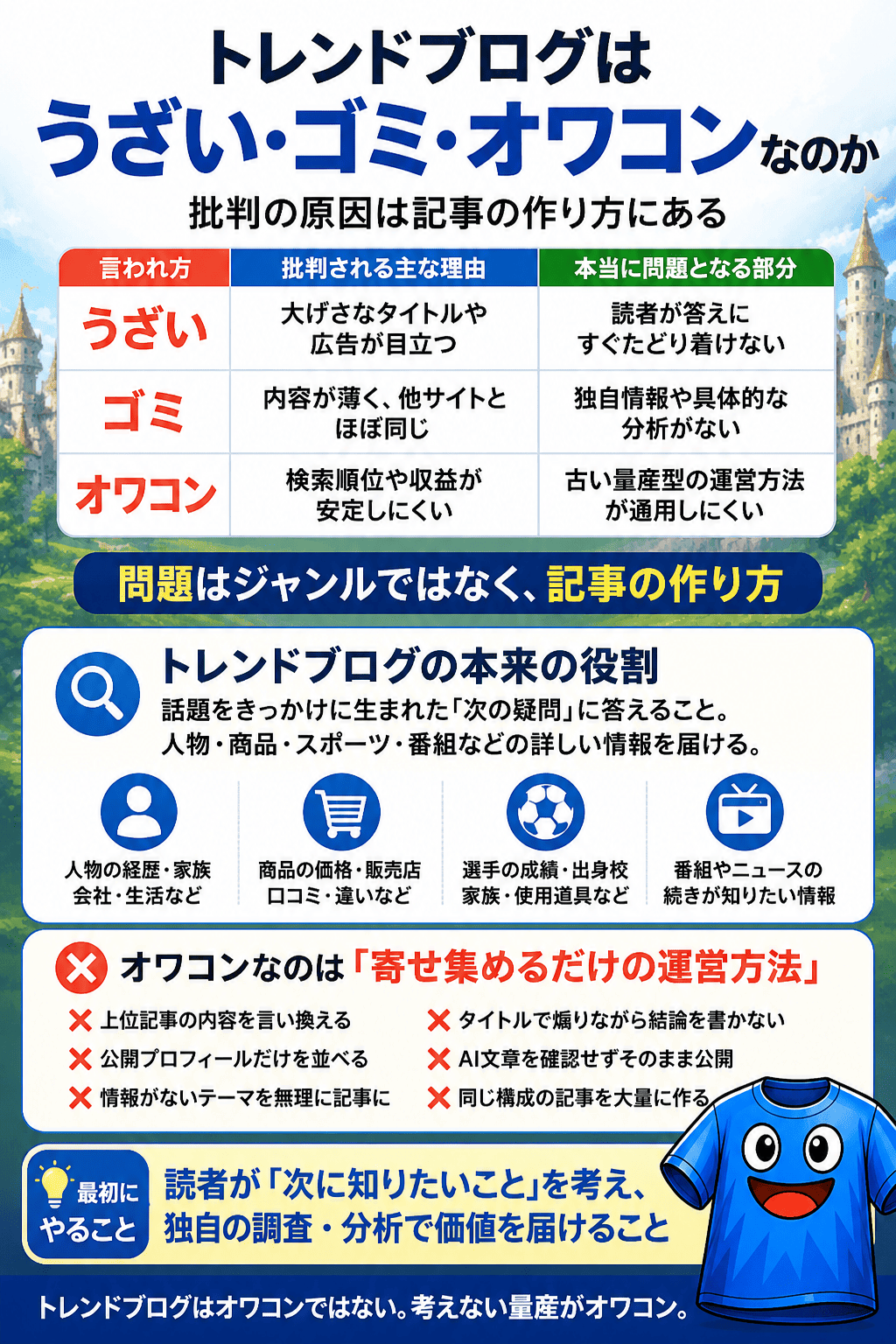 トレンドブログはうざい・ゴミ・オワコンなのかを解説した図解